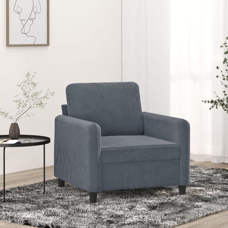 Casa si Gradina - Mobilier - Scaune si fotolii - Fotolii - Fotoliu canapea, gri inchis, 60 cm, catifea - Infinity.ro