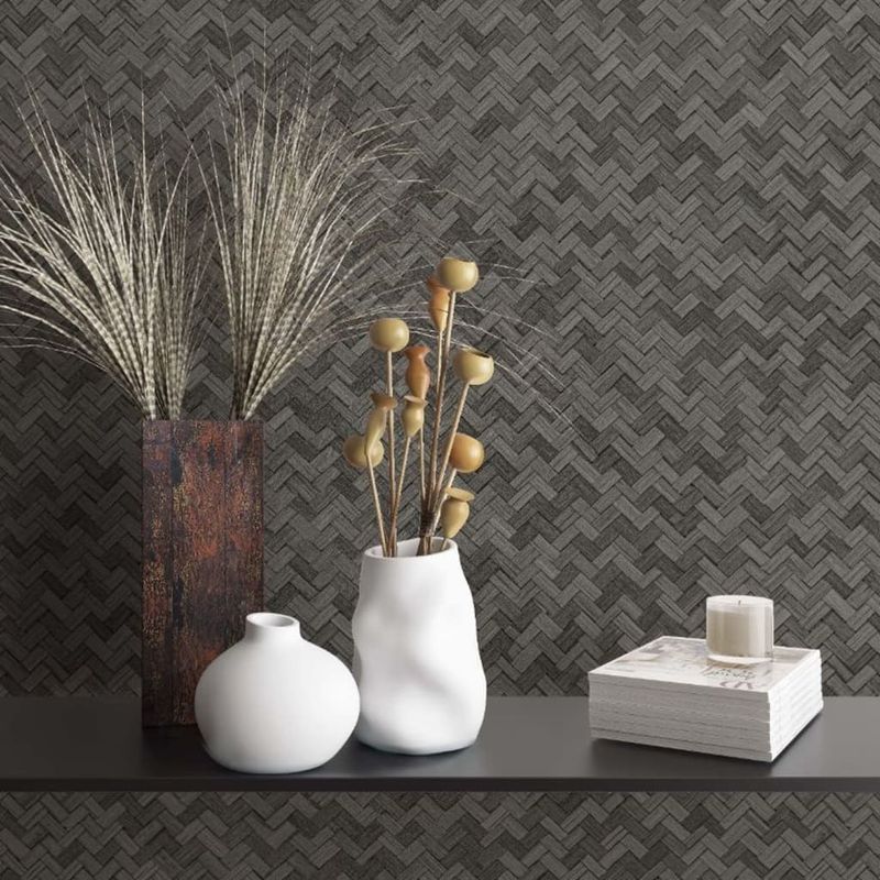 Casa si Gradina - Decoratiuni - Tapet - Noordwand Tapet „Botanica Rattan Wickerwork”, negru si gri - Infinity.ro
