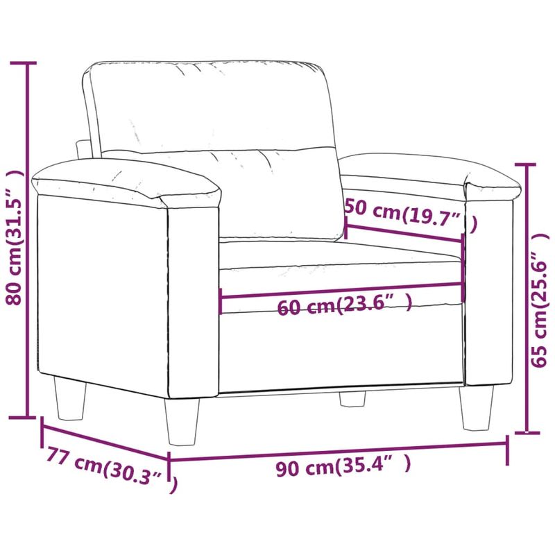 Casa si Gradina - Mobilier - Scaune si fotolii - Fotolii - Fotoliu canapea, gri inchis, 60 cm, textil microfibra - Infinity.ro