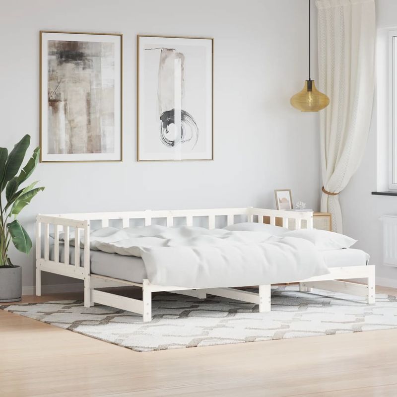 Casa si Gradina - Mobilier - Paturi si accesorii - Paturi - Pat de zi cu extensie, alb, 80x200 cm, lemn masiv de pin - Infinity.ro