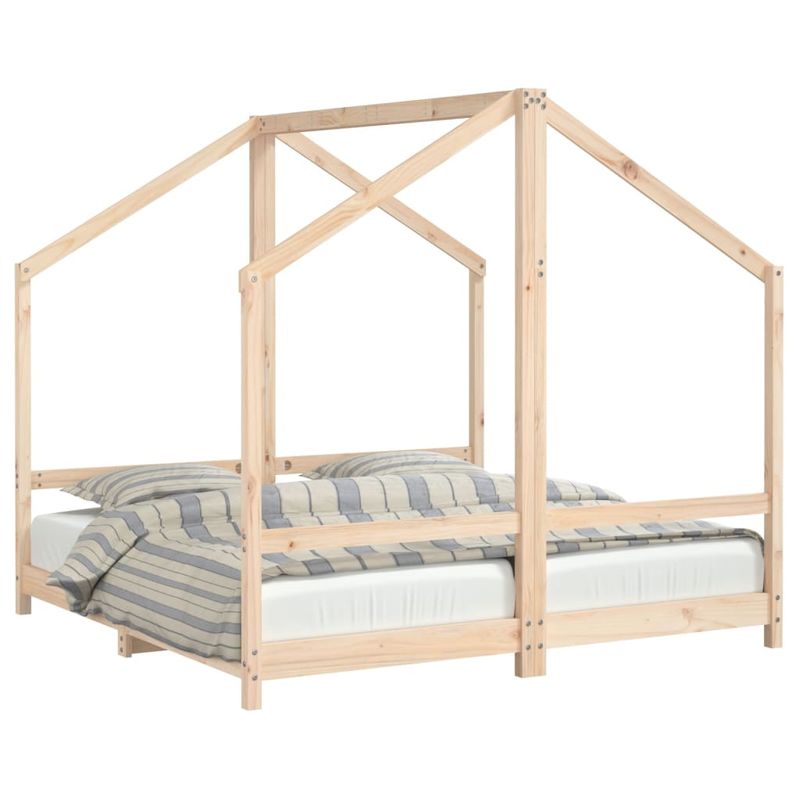 Casa si Gradina - Mobilier - Mobilier copii - Patuturi copii - Cadru de pat pentru copii, 2x(80x160) cm, lemn masiv de pin, natural - Infinity.ro