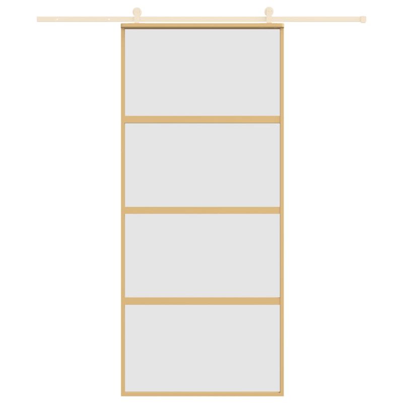 Casa si Gradina - Constructii - Usi interior, exterior si garaj - Usi garaj - Usa glisanta, auriu, 90x205 cm, sticla ESG mata si aluminiu - Infinity.ro