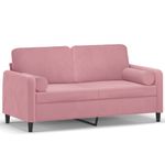 Casa si Gradina - Mobilier - Canapele si coltare - Canapele - Canapea cu 2 locuri cu pernute, roz, 140 cm, catifea - Infinity.ro
