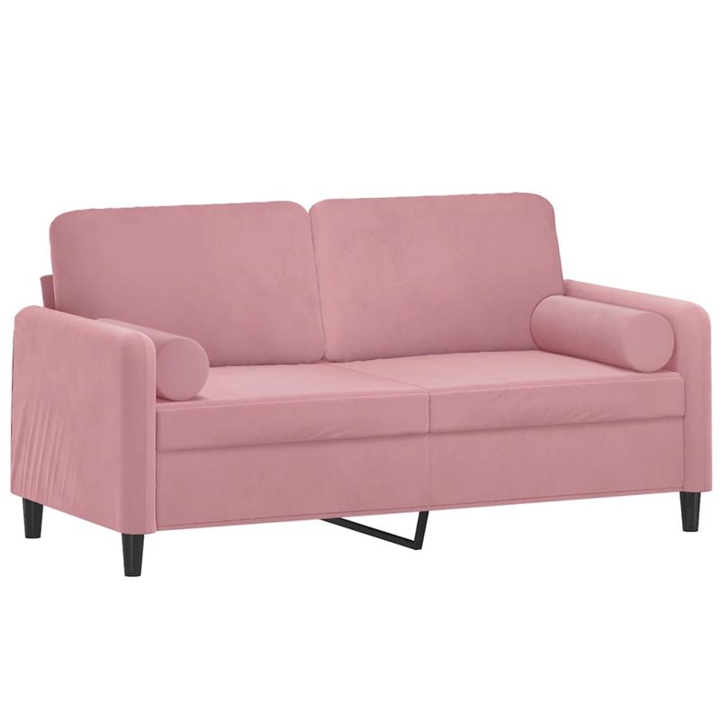 Casa si Gradina - Mobilier - Canapele si coltare - Canapele - Canapea cu 2 locuri cu pernute, roz, 140 cm, catifea - Infinity.ro