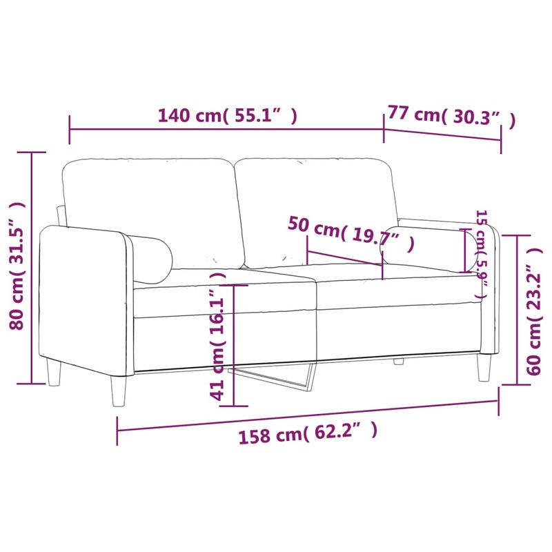 Casa si Gradina - Mobilier - Canapele si coltare - Canapele - Canapea cu 2 locuri cu pernute, roz, 140 cm, catifea - Infinity.ro