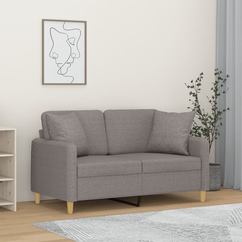 Casa si Gradina - Mobilier - Canapele si coltare - Canapele - Canapea cu 2 locuri cu pernute, gri deschis, 120 cm, textil - Infinity.ro
