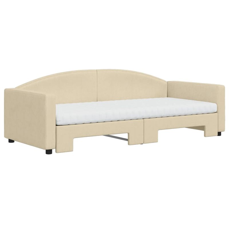 Casa si Gradina - Mobilier - Paturi si accesorii - Paturi - Pat de zi cu extensie si saltele, crem, 90x200 cm, textil - Infinity.ro