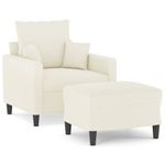 Casa si Gradina - Mobilier - Scaune si fotolii - Fotolii - Fotoliu canapea cu taburet, crem, 60 cm, catifea - Infinity.ro