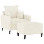 Casa si Gradina - Mobilier - Scaune si fotolii - Fotolii - Fotoliu canapea cu taburet, crem, 60 cm, catifea - Infinity.ro