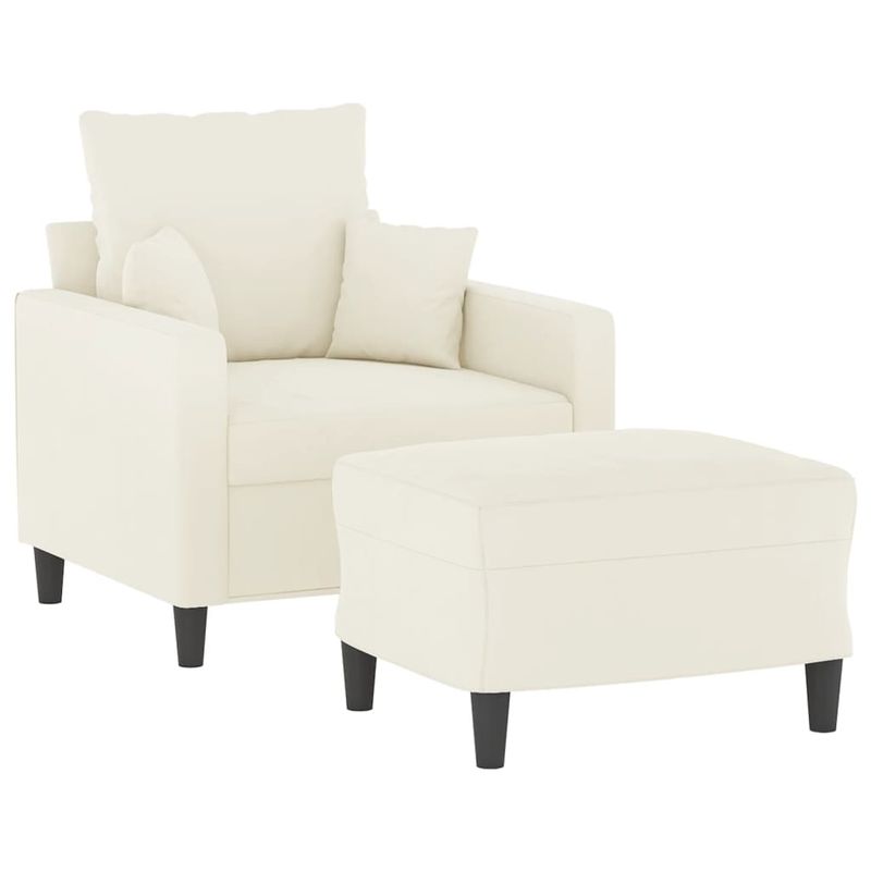 Casa si Gradina - Mobilier - Scaune si fotolii - Fotolii - Fotoliu canapea cu taburet, crem, 60 cm, catifea - Infinity.ro