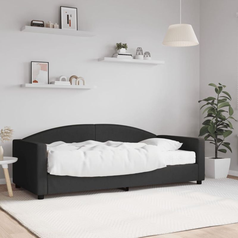 Casa si Gradina - Mobilier - Paturi si accesorii - Paturi - Pat de zi cu saltea, negru, 90x190 cm, textil - Infinity.ro