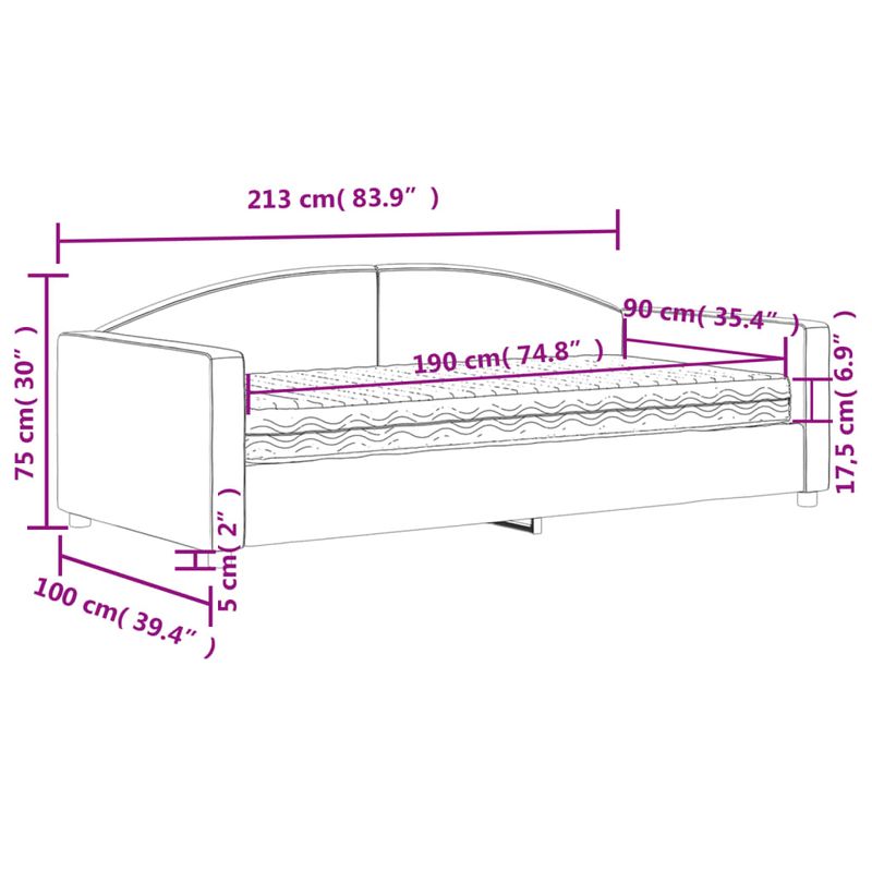 Casa si Gradina - Mobilier - Paturi si accesorii - Paturi - Pat de zi cu saltea, negru, 90x190 cm, textil - Infinity.ro