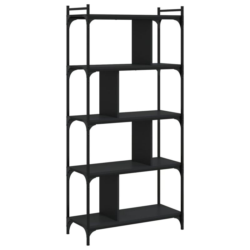 Casa si Gradina - Mobilier - Biblioteci si rafturi - Biblioteci - Biblioteca cu 5 niveluri, negru, 76x32x158 cm, lemn prelucrat - Infinity.ro