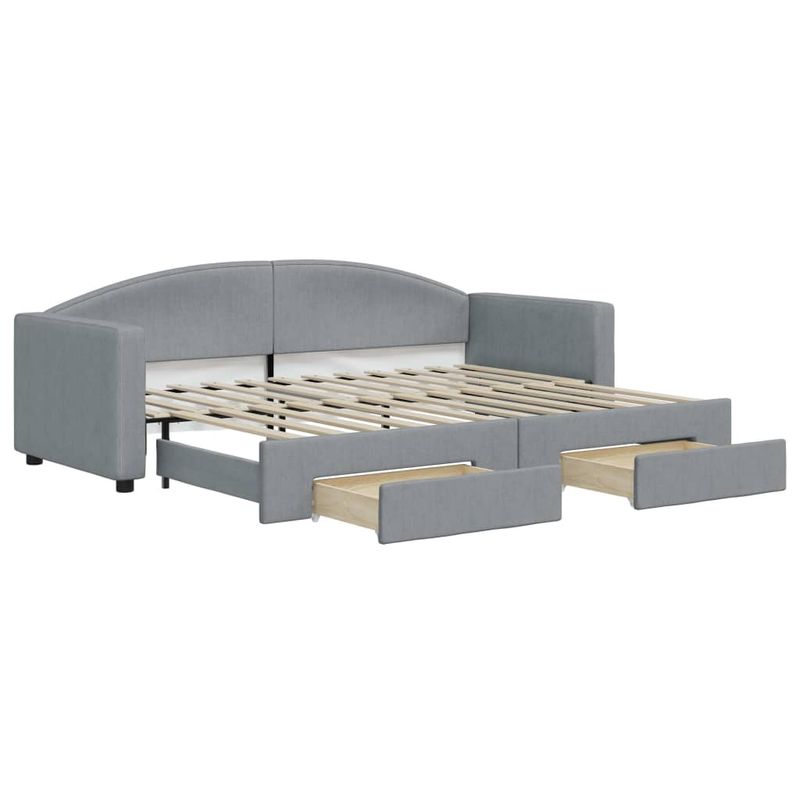 Casa si Gradina - Mobilier - Paturi si accesorii - Paturi - Pat de zi cu extensie si sertare, gri deschis, 80x200 cm textil - Infinity.ro