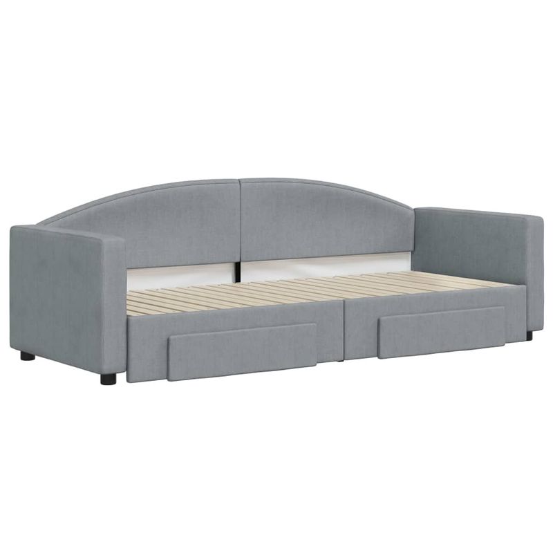Casa si Gradina - Mobilier - Paturi si accesorii - Paturi - Pat de zi cu extensie si sertare, gri deschis, 80x200 cm textil - Infinity.ro