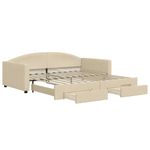 Casa si Gradina - Mobilier - Paturi si accesorii - Paturi - Pat de zi cu extensie si sertare, crem, 100x200 cm, textil - Infinity.ro