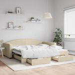Casa si Gradina - Mobilier - Paturi si accesorii - Paturi - Pat de zi cu extensie si sertare, crem, 100x200 cm, textil - Infinity.ro