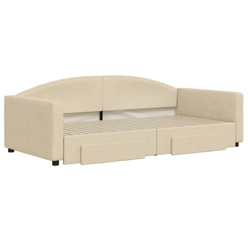 Casa si Gradina - Mobilier - Paturi si accesorii - Paturi - Pat de zi cu extensie si sertare, crem, 100x200 cm, textil - Infinity.ro