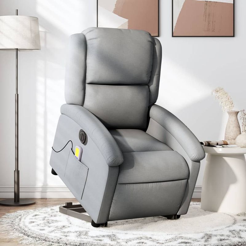 Ingrijire personala si Cosmetice - Sanatate si wellness - Articole wellness - Fotolii de masaj - Fotoliu electric masaj rabatabil cu ridicare, gri inchis textil - Infinity.ro