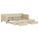 Casa si Gradina - Mobilier - Paturi si accesorii - Paturi - Pat de zi cu extensie si sertare, crem, 90x200 cm, textil - Infinity.ro