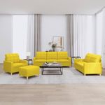 Casa si Gradina - Mobilier - Seturi de mobilier - Seturi living - Set de canapele cu perne, 4 piese, galben deschis, textil - Infinity.ro