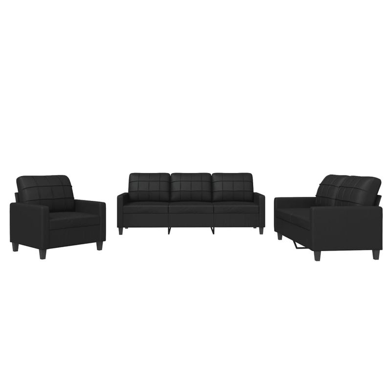 Casa si Gradina - Mobilier - Seturi de mobilier - Seturi living - Set de canapele cu perne, 3 piese, negru, piele ecologica - Infinity.ro