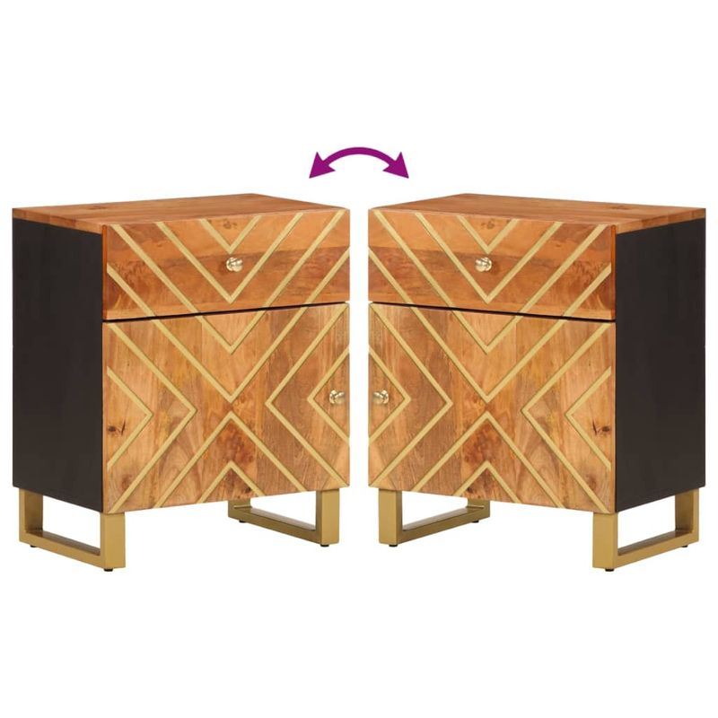 Casa si Gradina - Mobilier - Comode si corpuri - Noptiere - Noptiera, maro si negru, 50x33x60 cm, lemn masiv de mango - Infinity.ro