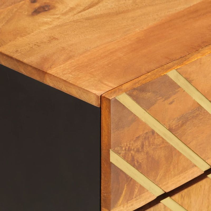 Casa si Gradina - Mobilier - Comode si corpuri - Noptiere - Noptiera, maro si negru, 50x33x60 cm, lemn masiv de mango - Infinity.ro