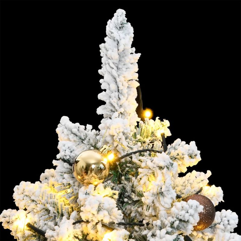 Casa si Gradina - Decoratiuni - Decoratiuni de sezon - Brad Crăciun artificial articulat cu 150 LED-uri/globuri 150 cm, verde și alb, model cu LED-uri și globuri aurii/bronz - Infinity.ro