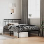 Casa si Gradina - Mobilier - Paturi si accesorii - Paturi - Cadru de pat metalic cu tablie, negru, 120x190 cm - Infinity.ro