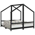 Casa si Gradina - Mobilier - Mobilier copii - Patuturi copii - Cadru de pat pentru copii negru 2x(80x160) cm lemn masiv de pin - Infinity.ro