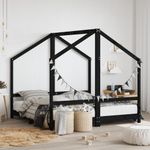 Casa si Gradina - Mobilier - Mobilier copii - Patuturi copii - Cadru de pat pentru copii negru 2x(80x160) cm lemn masiv de pin - Infinity.ro