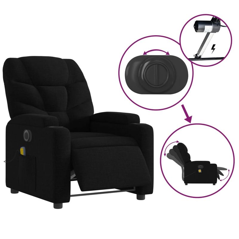 Ingrijire personala si Cosmetice - Sanatate si wellness - Articole wellness - Fotolii de masaj - Fotoliu electric de masaj rabatabil, negru, textil - Infinity.ro