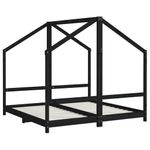 Casa si Gradina - Mobilier - Mobilier copii - Patuturi copii - Cadru de pat pentru copii negru 2x(80x160) cm lemn masiv de pin - Infinity.ro