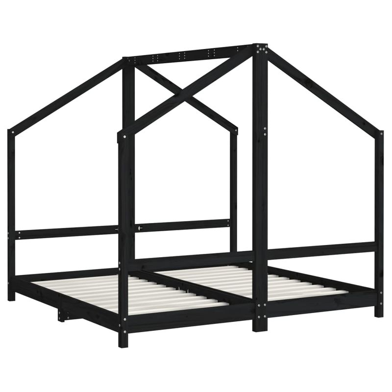 Casa si Gradina - Mobilier - Mobilier copii - Patuturi copii - Cadru de pat pentru copii negru 2x(80x160) cm lemn masiv de pin - Infinity.ro