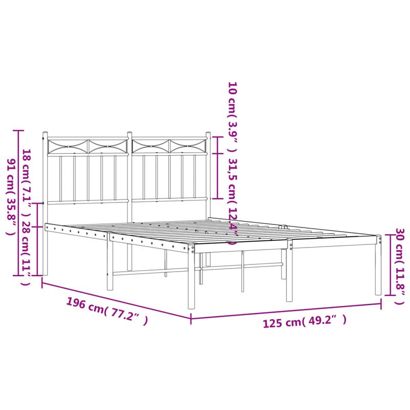 Casa si Gradina - Mobilier - Paturi si accesorii - Paturi - Cadru de pat metalic cu tablie, negru, 120x190 cm - Infinity.ro