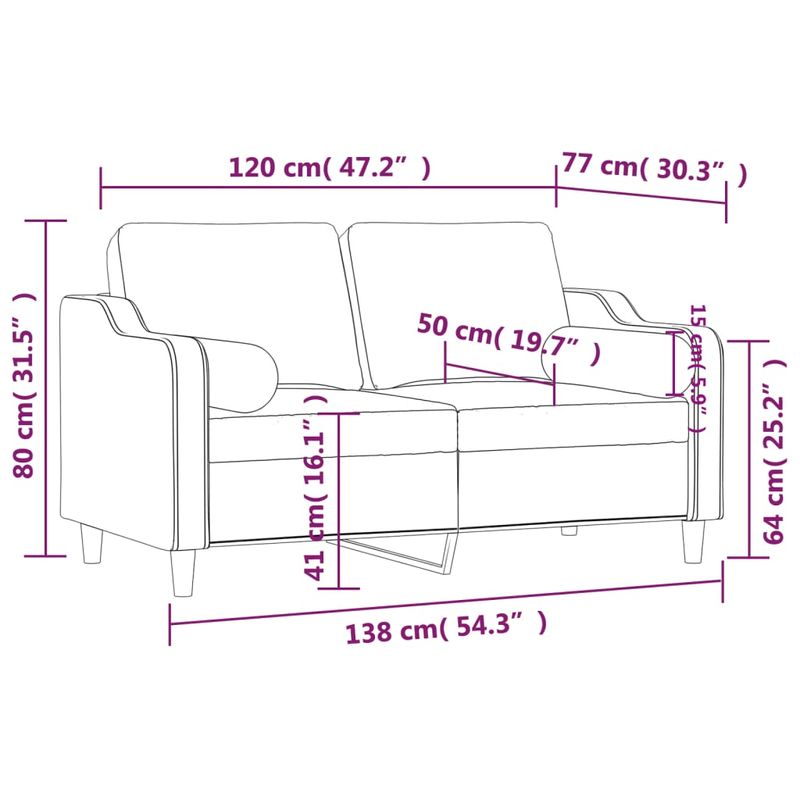 Casa si Gradina - Mobilier - Canapele si coltare - Canapele - Canapea cu 2 locuri cu pernute, gri inchis, 120 cm, textil - Infinity.ro