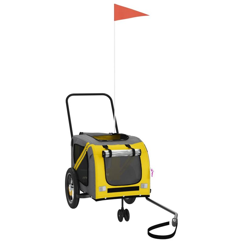 Petshop - Accesorii petshop - Culcusuri si custi - Genti si articole transport - Remorca bicicleta animale companie, galben/negru, oxford/fier - Infinity.ro