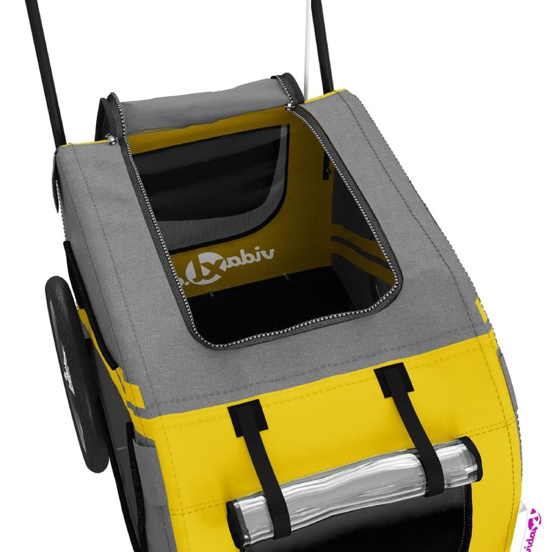 Petshop - Accesorii petshop - Culcusuri si custi - Genti si articole transport - Remorca bicicleta animale companie, galben/negru, oxford/fier - Infinity.ro