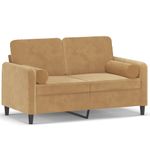 Casa si Gradina - Mobilier - Canapele si coltare - Canapele - Canapea cu 2 locuri cu pernute, maro, 120 cm, catifea - Infinity.ro