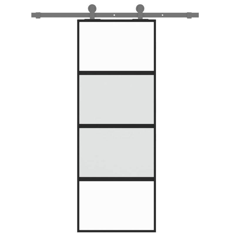 Casa si Gradina - Constructii - Usi interior, exterior si garaj - Usi garaj - Usa glisanta, negru, 76x205 cm, sticla securizata si aluminiu - Infinity.ro
