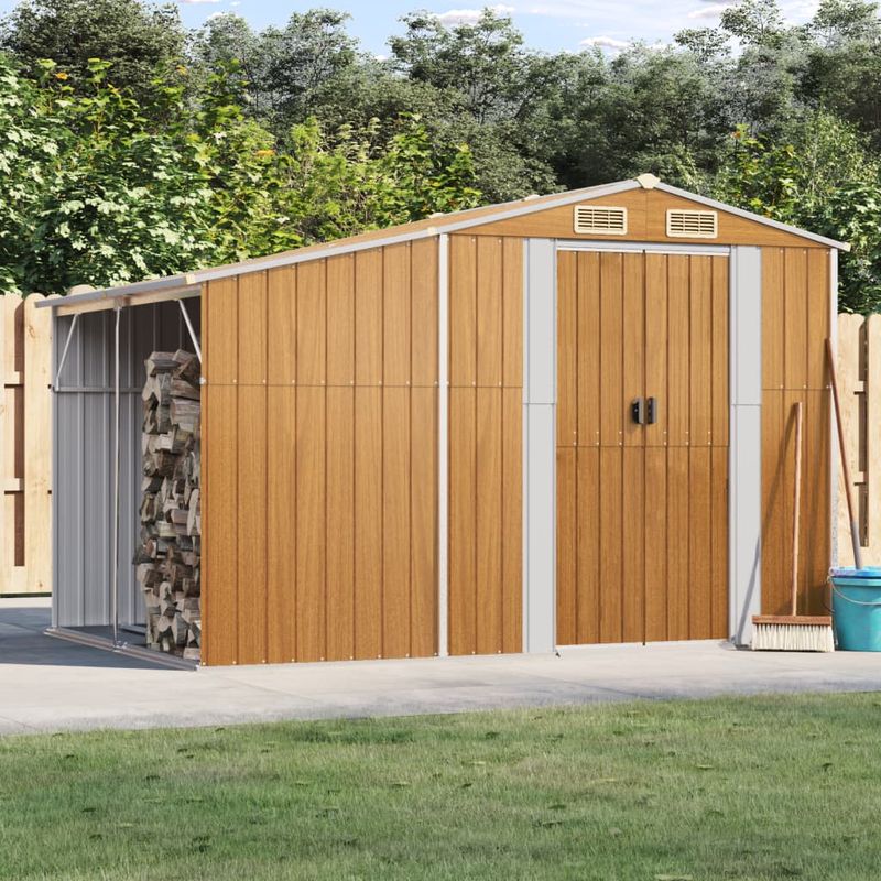 Casa si Gradina - Gradina si terasa - Casute de gradina - Sopron de gradina maro deschis 277x192,5x179 cm otel galvanizat - Infinity.ro