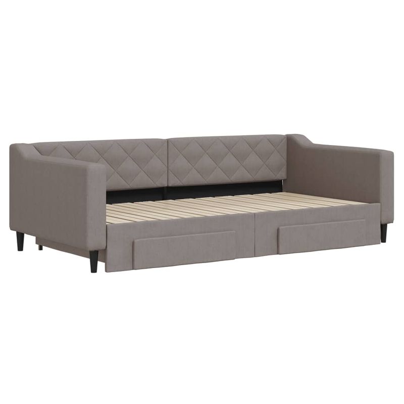 Casa si Gradina - Mobilier - Paturi si accesorii - Paturi - Pat de zi cu extensie si sertare, gri taupe, 100x200 cm, textil - Infinity.ro