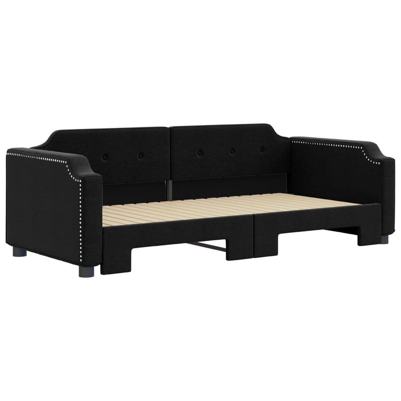 Casa si Gradina - Mobilier - Paturi si accesorii - Paturi - Pat de zi cu extensie, negru, 90x190 cm, textil - Infinity.ro