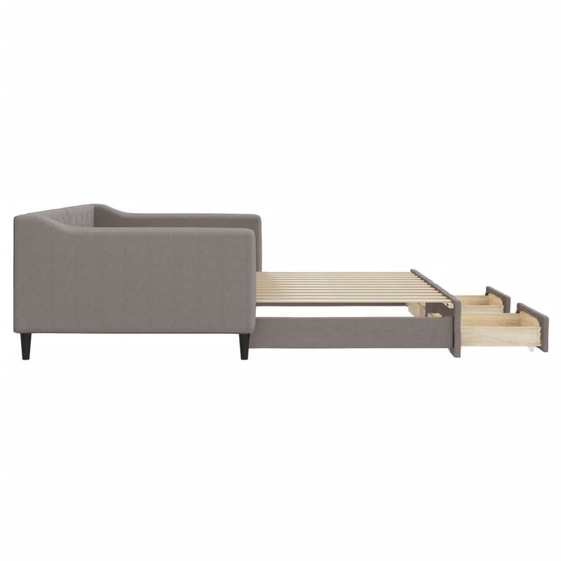 Casa si Gradina - Mobilier - Paturi si accesorii - Paturi - Pat de zi cu extensie si sertare, gri taupe, 100x200 cm, textil - Infinity.ro