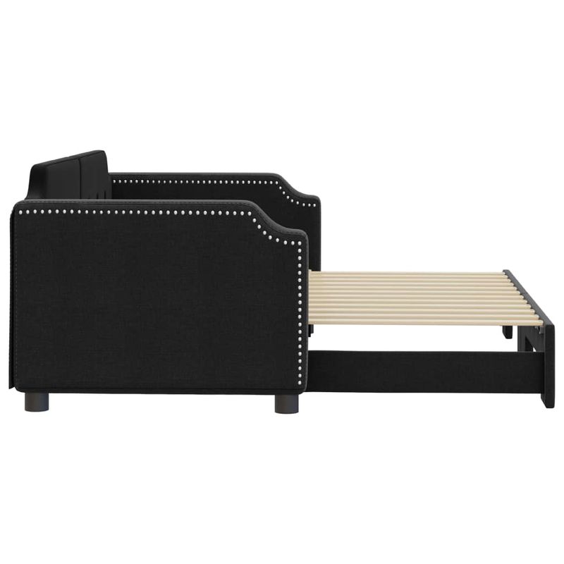 Casa si Gradina - Mobilier - Paturi si accesorii - Paturi - Pat de zi cu extensie, negru, 90x190 cm, textil - Infinity.ro