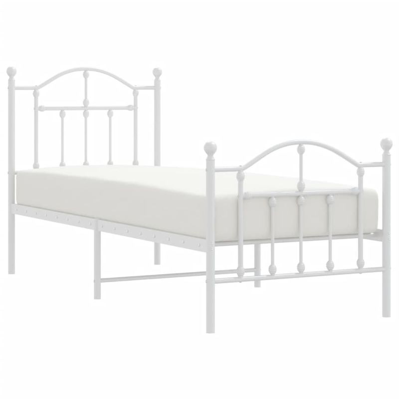 Casa si Gradina - Mobilier - Paturi si accesorii - Paturi - Cadru de pat metalic cu tablie de cap/picioare, alb, 75x190 cm - Infinity.ro