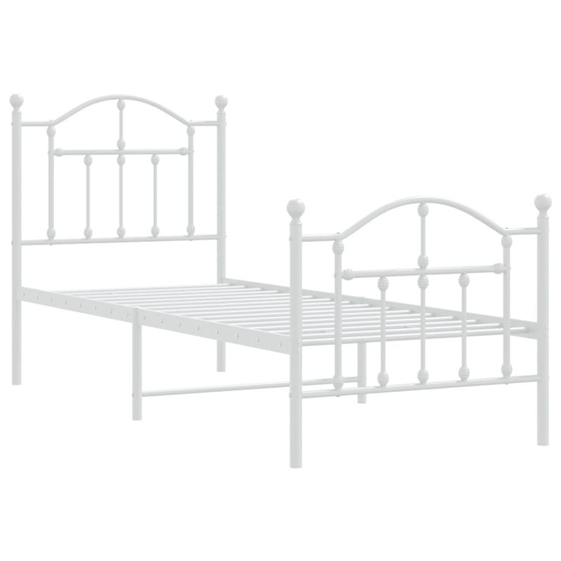 Casa si Gradina - Mobilier - Paturi si accesorii - Paturi - Cadru de pat metalic cu tablie de cap/picioare, alb, 75x190 cm - Infinity.ro