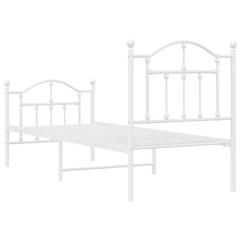 Casa si Gradina - Mobilier - Paturi si accesorii - Paturi - Cadru de pat metalic cu tablie de cap/picioare, alb, 75x190 cm - Infinity.ro