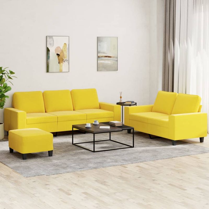 Casa si Gradina - Mobilier - Seturi de mobilier - Seturi living - Set de canapele, 3 piese, galben deschis, textil - Infinity.ro